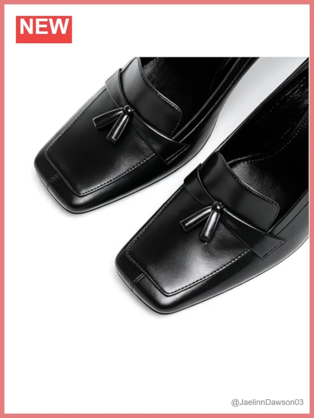 Chunky Block Heel Tassel Loafers Square Toe Pumps Slip On Comfort Shoes Office